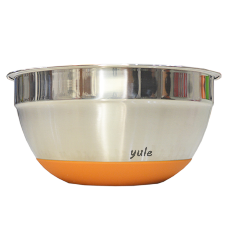 Colorful Non-Slip Design Silicone Bottom Stainless Steel Mixing Bowl Kitchenware