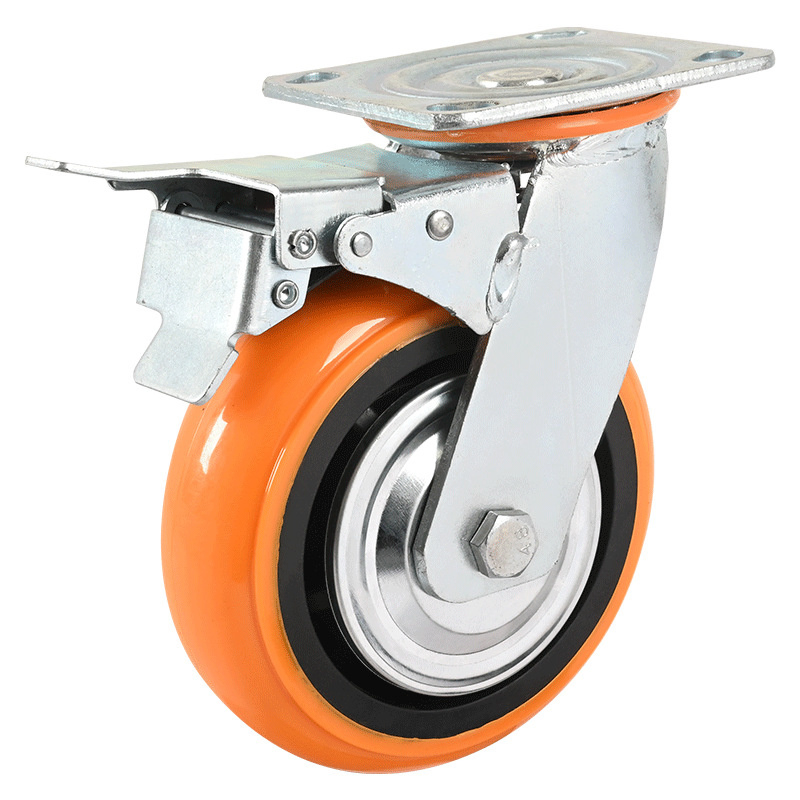 Heavy Duty PU Castor with Cast Iron Core and Cover