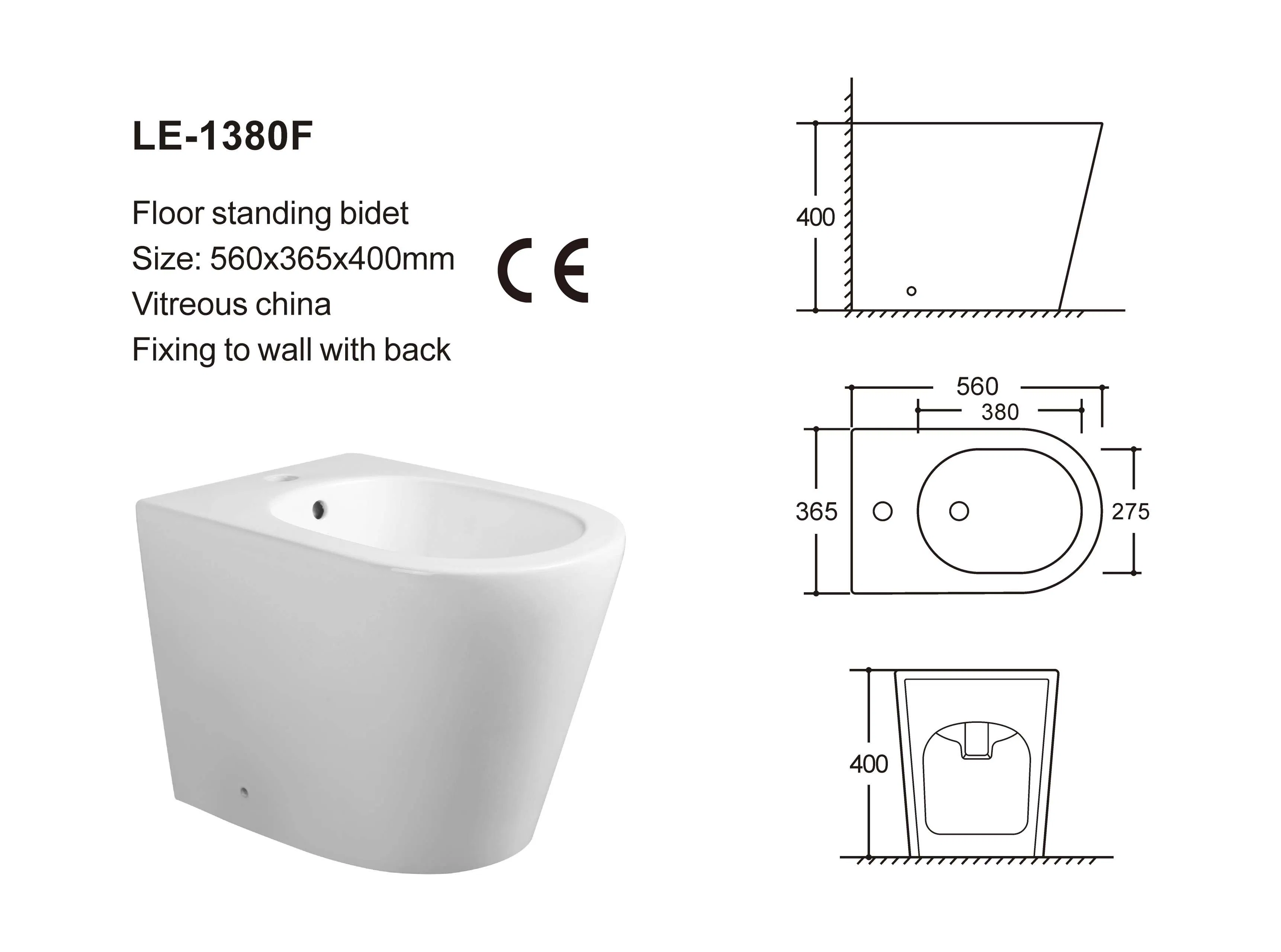 Gloss White Fixing to Wall with Back Floor Standing Bidet