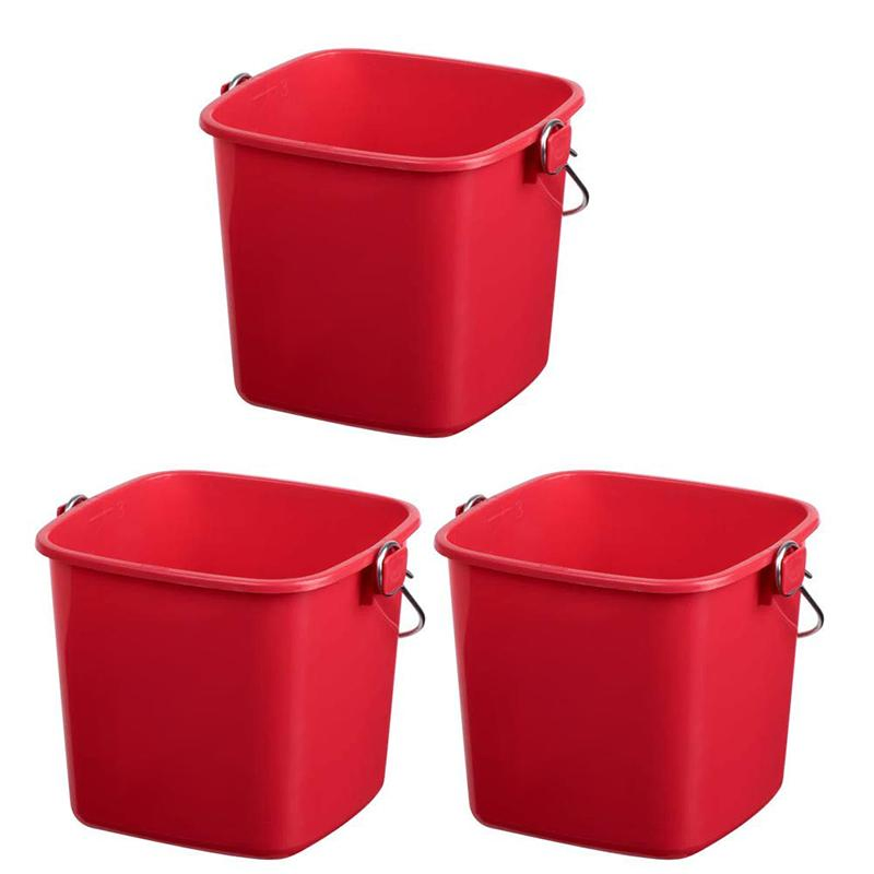 6 Quart Plastic Square Cleaning Pail with Steel Handle