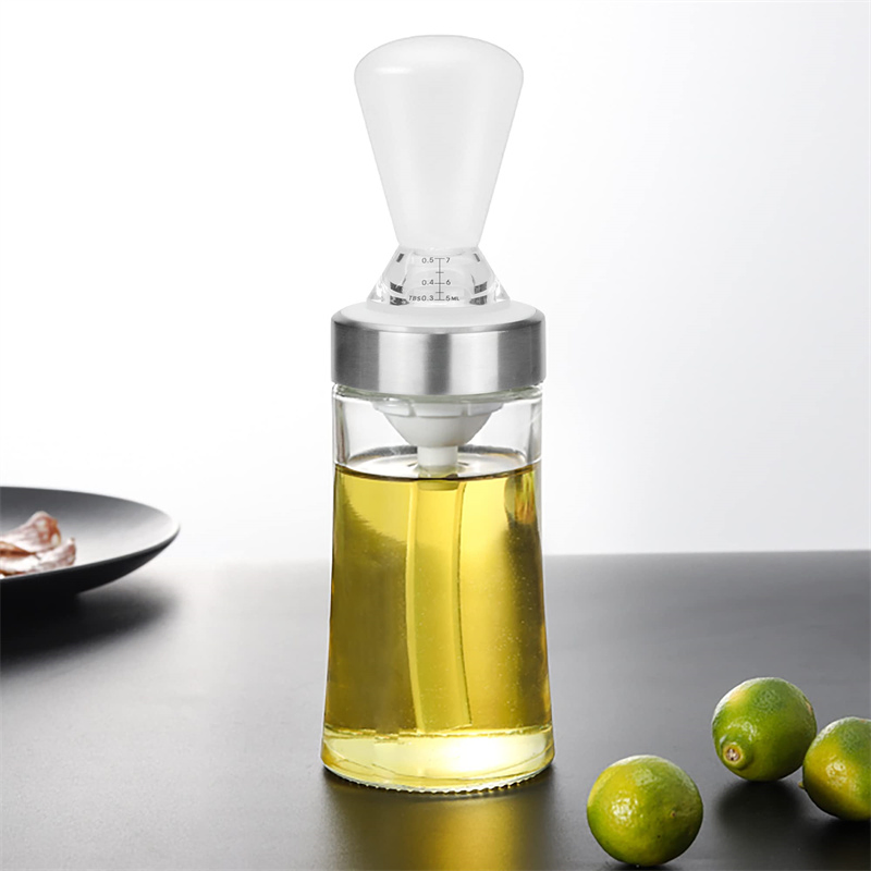 2 in 1 150ml Glass Olive Oil Dispenser Bottle with Basting Brush for Cooking Frying Kitchen