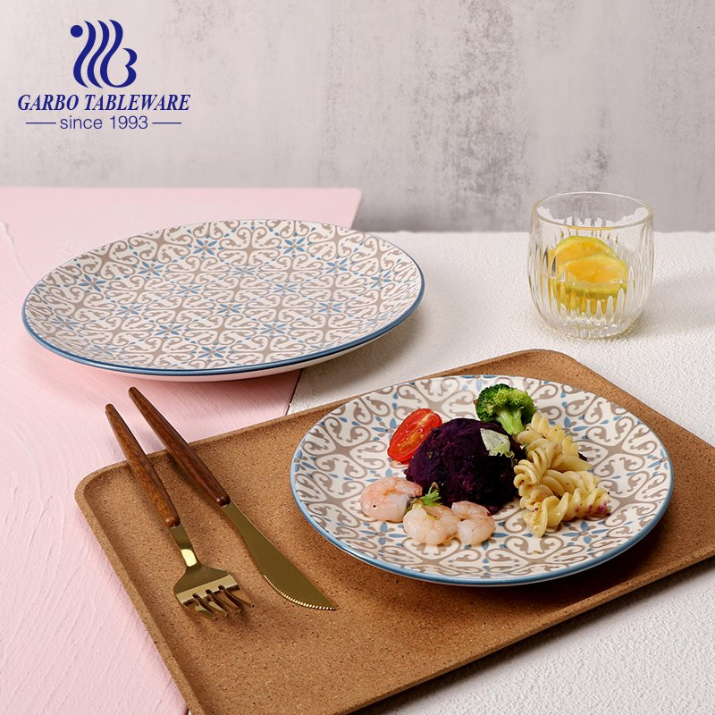 Factory Tableware Stoneware Underglaze Colored Classic Ceramic Bowl Dish Plate