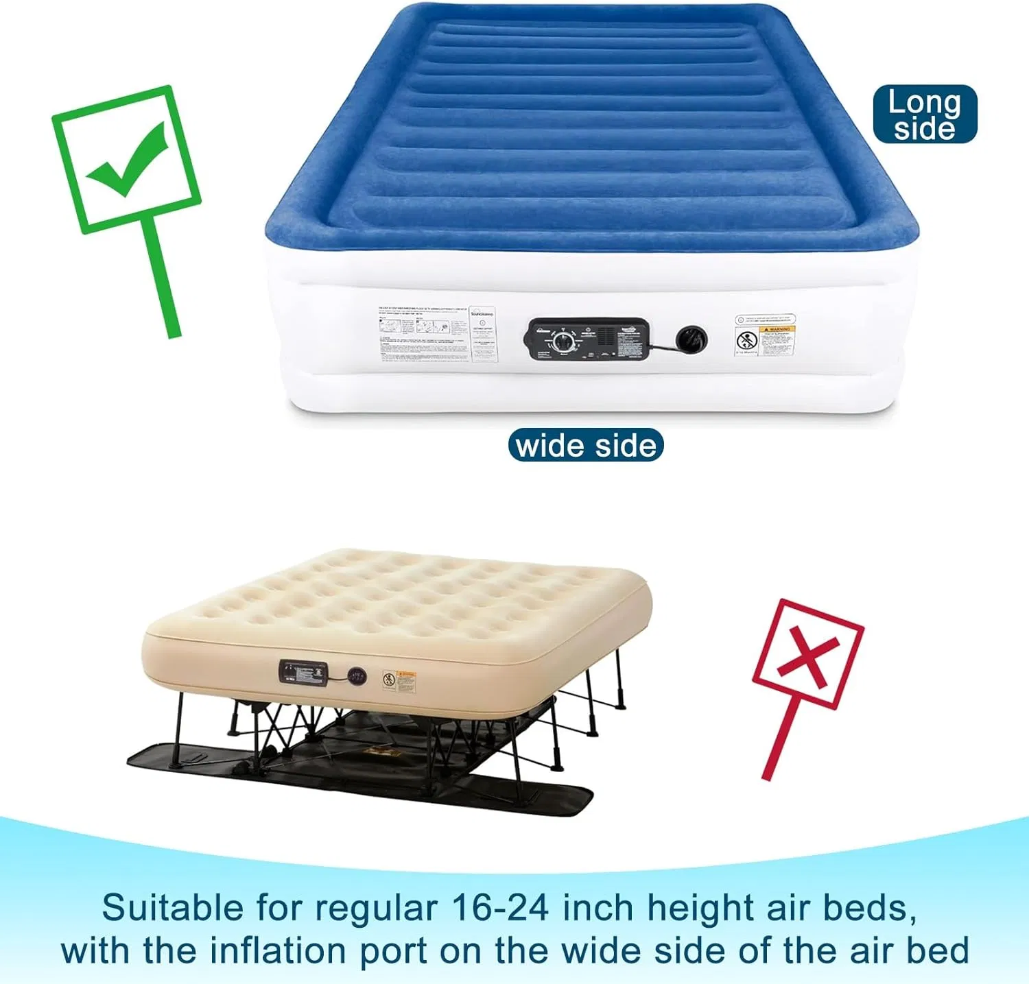 Full Air Mattress Pad Cover with Pump Access Opening