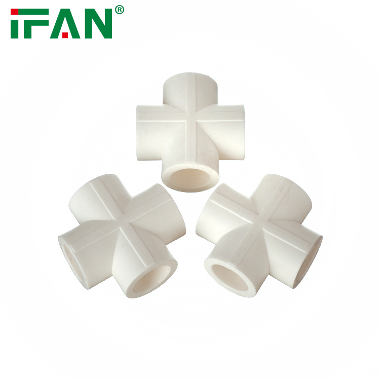 Ifan Guaranteed Quality ISO 15874 Plastic PPR Pipe Fitting 20-63mm Cross Tee PPR Water Pipe Fittings