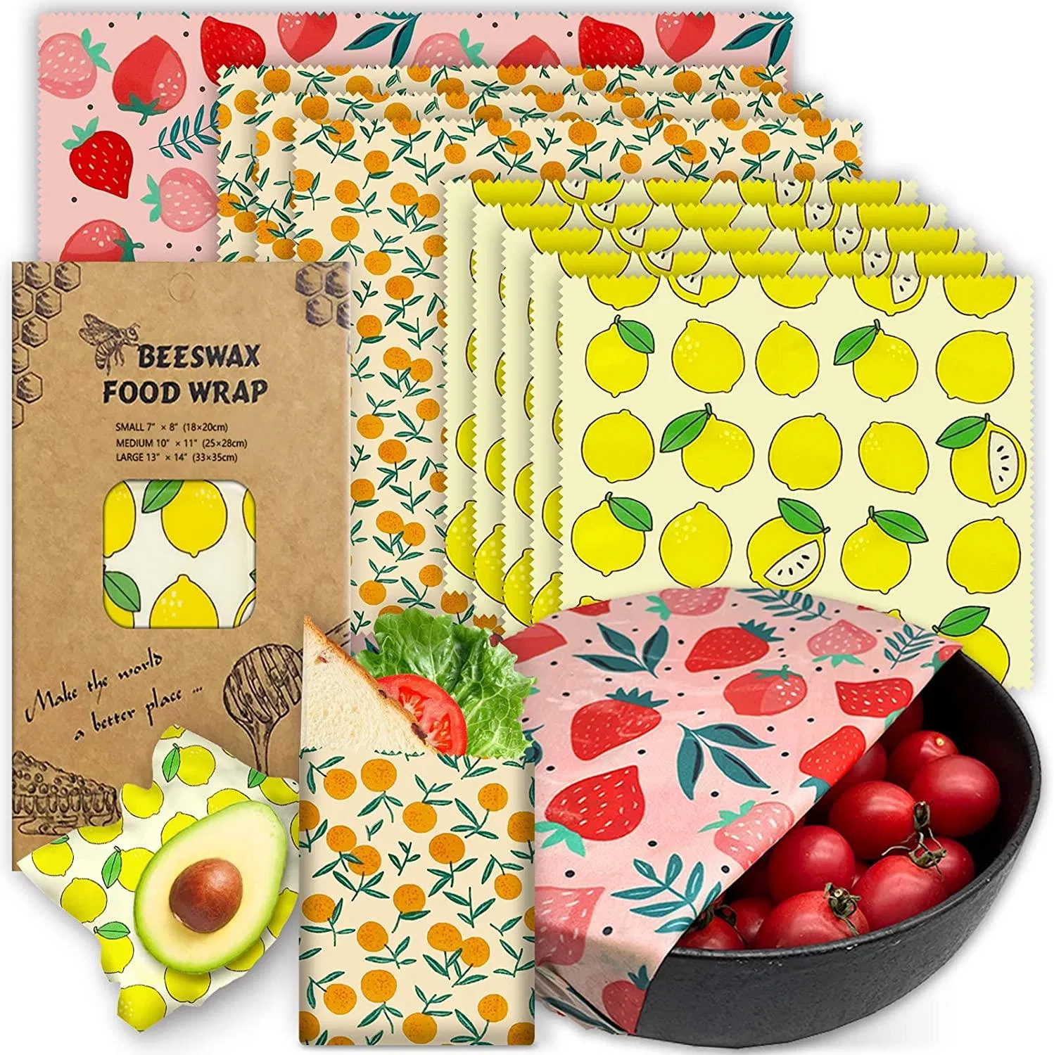 Wholesale Bread Storage Snack Eco Assorted Reusable Organic Bee Wax Food Wrap