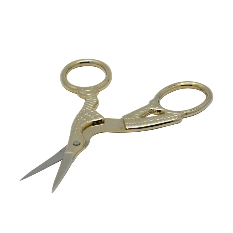 3.0*3.5inch Golden Crane Shape Stainless Steel Eyebrow & Nose Hair Manicure Cuticle Scissors