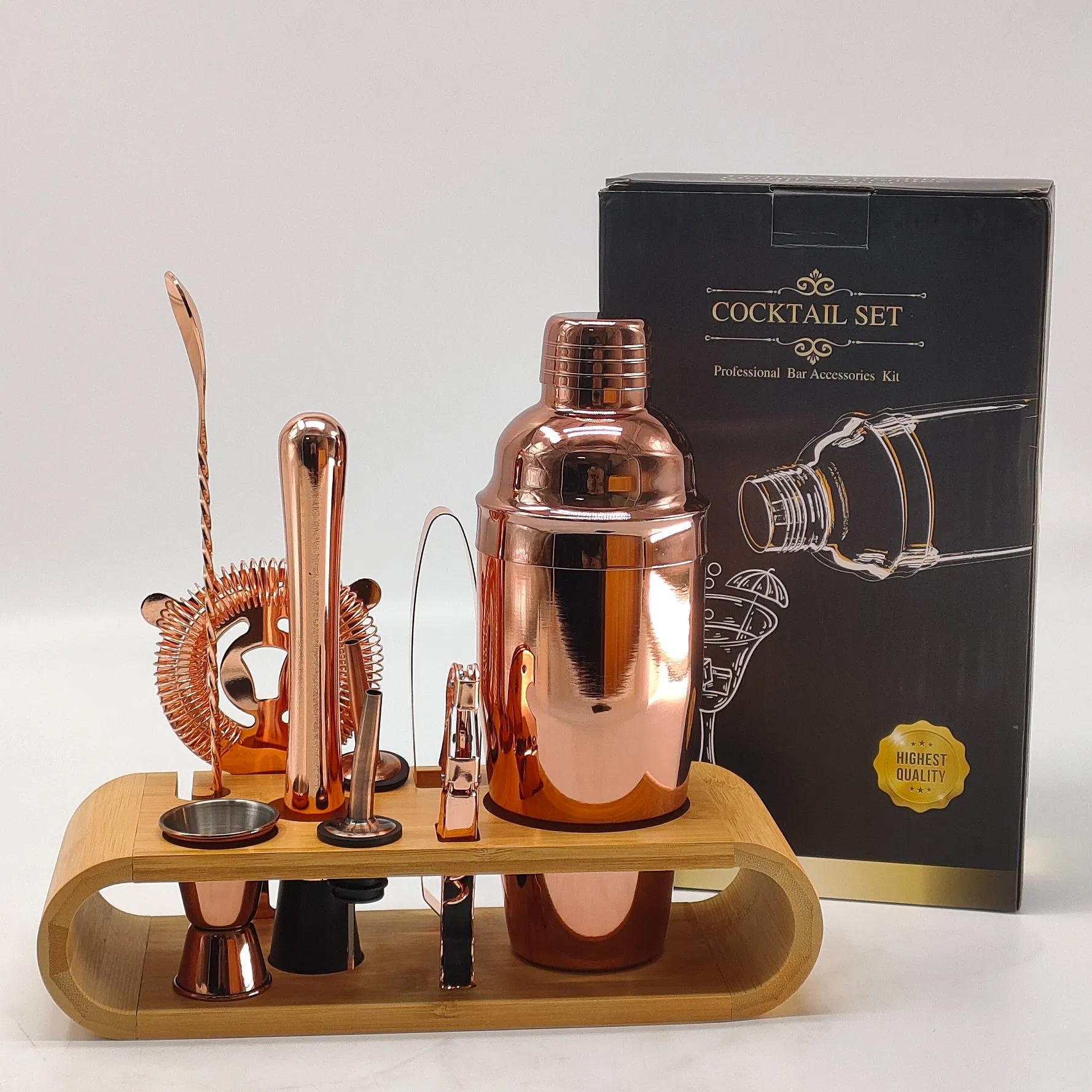 Bartender Kit 10-Piece Boston Cocktail Shaker Set Stainless Steel Drink Kit