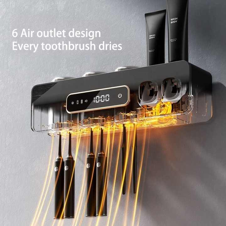 OEM UV Fast Charging Smart Touch Toothbrush Holder Wall Mounted Toothpaste Dispenser with Drying and Disinfection Function