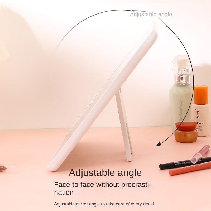 360-Degree Rotating Three-Color Dimmable LED Square Makeup Mirror