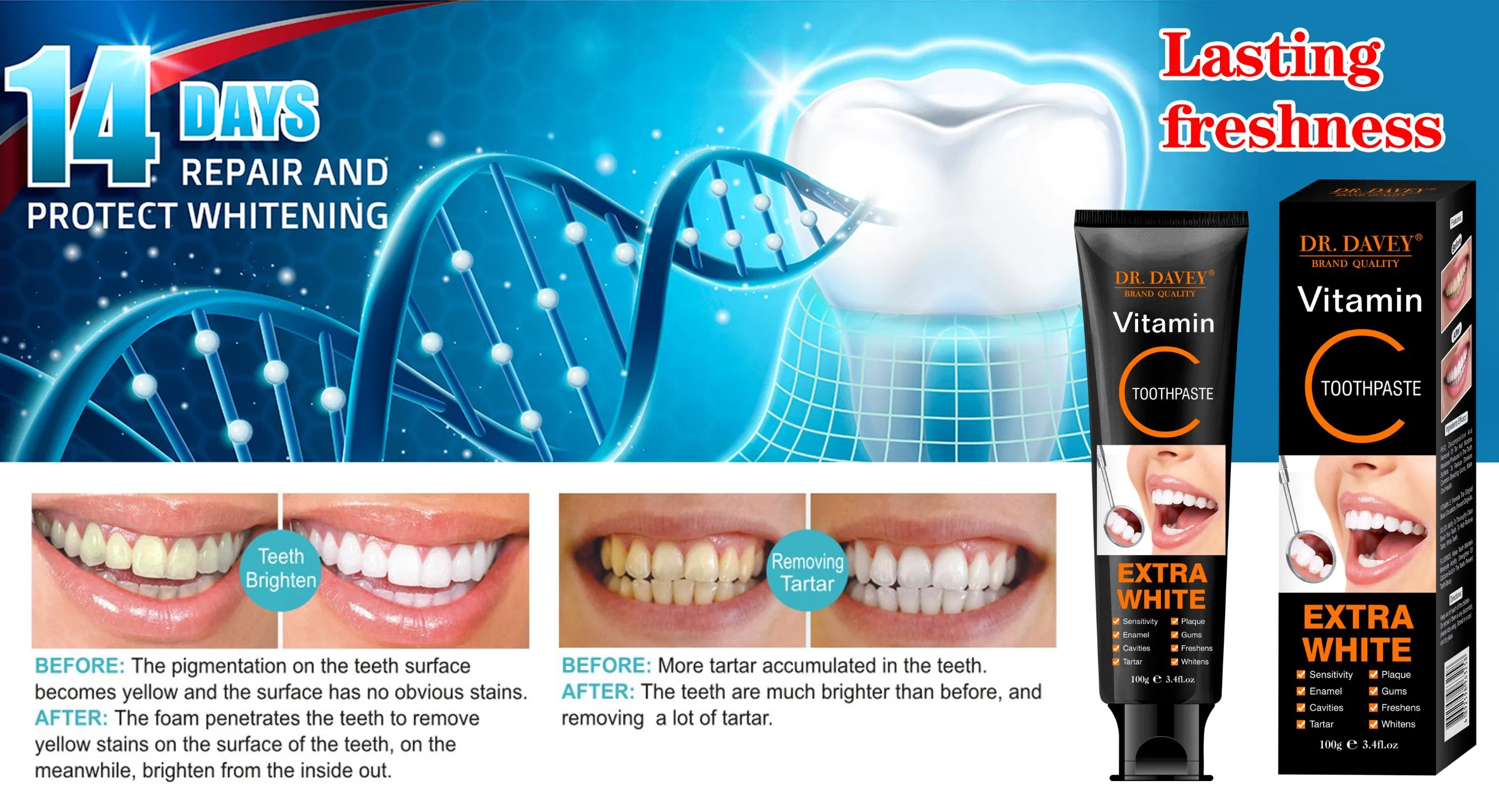 Extra Whitening Toothpaste with Vitamin C for Radiant Oral Care