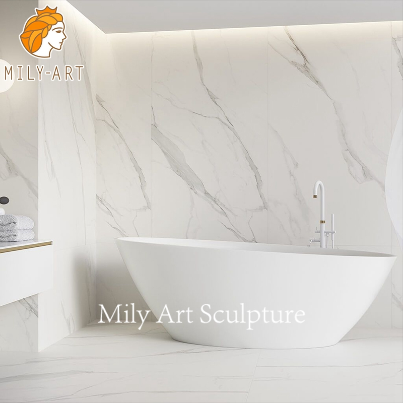 Белая мраморная ванна для ванной комнаты