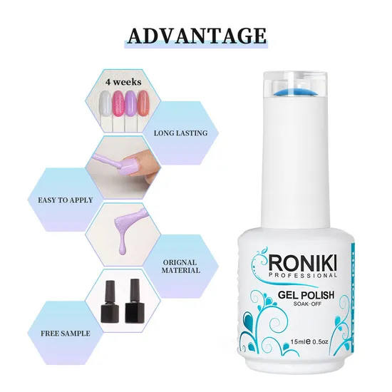 Roniki 15ml Nail Polish OEM Nail Supplies Custom Private Label Soak off UV Nail Gel Polish
