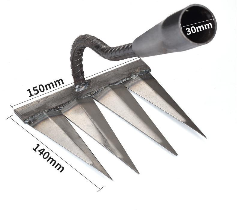 Steel Gardening Hoe Weeding Rake with Glove Agricultural Tools Grasping Raking Loosening Soil Artifact Harrow Agricultural Tools