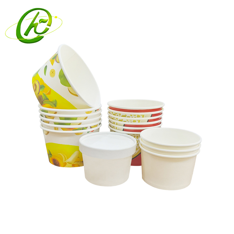 Disposable Paper Bowl Ice Cream Paper Cup Eco Friendly Food Grade Leakproof Frozen Yogurt Kraft Paper Soup Bowl