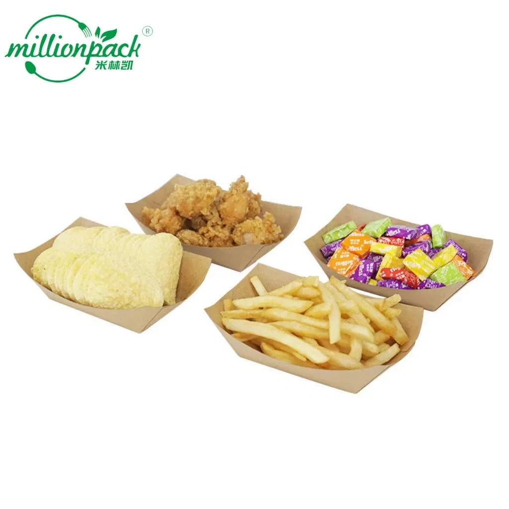 Street Food Brown Paper Boxes Fast Food Plates Packaging Boxes