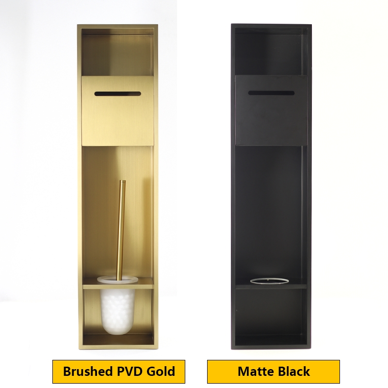 Встраиваемая полка для туалетной бумаги и щетки 304 нерж. сталь