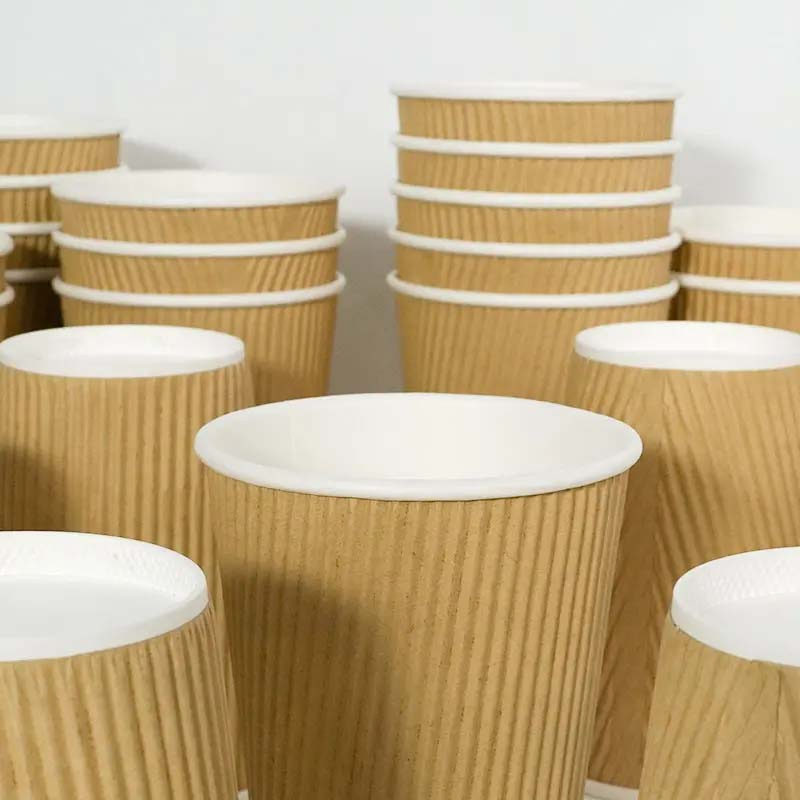 Бумажный гофрированный стакан с PE-покрытием, 16 oz