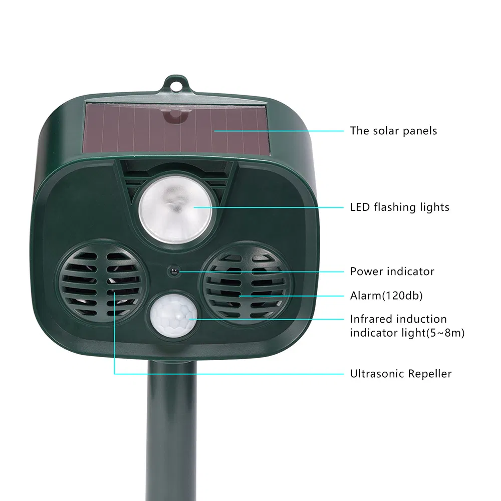 Outdoor Solar Lights Solar Animal Repeller Motion Sensor Against Deer, Skunk, Dog, Opossum, Cats, Squirrels, Birds
