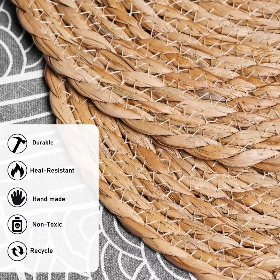 Eco-Friendly Heatproof Natural Rattan Plate Dish Table Mats for Dinner