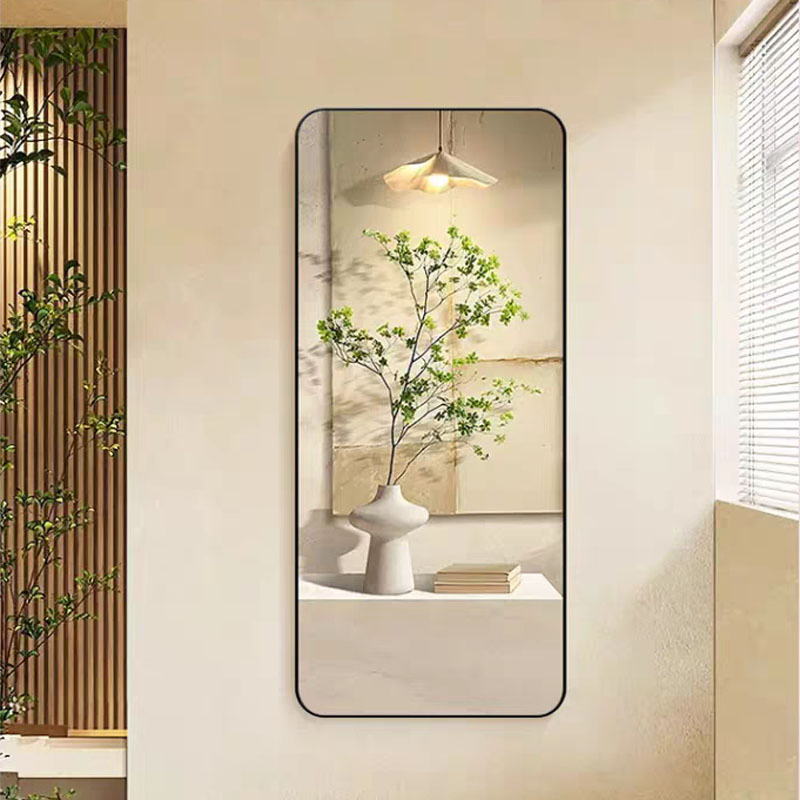 Nordic Home Decorative Rectangle Aluminum Alloy Frame Wall Mirror Standing Dressing Full Body Mirror