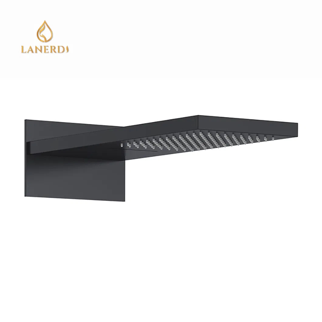 Upc Bathroom Shower Faucet Wall Mounted Rain Shower System with Storage Rack Black 3 Functions Control Panel Thermostatic Concealed Shower Head Shower Set