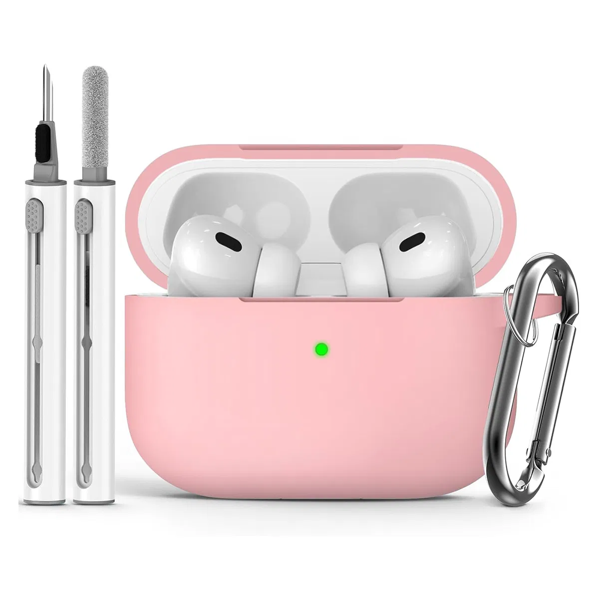 Чехол силиконовый для AirPods с ручкой-чистилкой и карабином