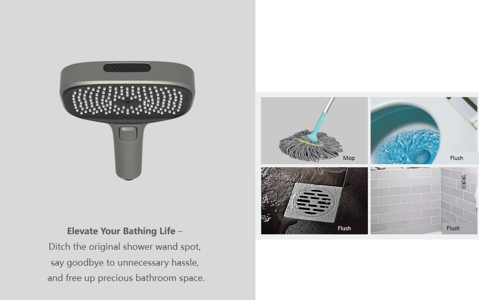 Eco-Friendly Handheld Square Shower Head with Anti-Clog Nozzles