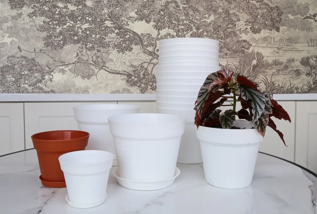 Прочные круглые горшки для растений из пластика PP