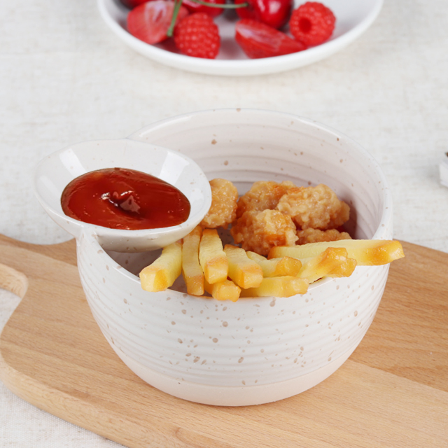 Ceramic White Chip and DIP Cereal Bowl Breakfast Soup and Side Cracker Dishes Sets Soup and Sandwich Bread Dipping Bowls
