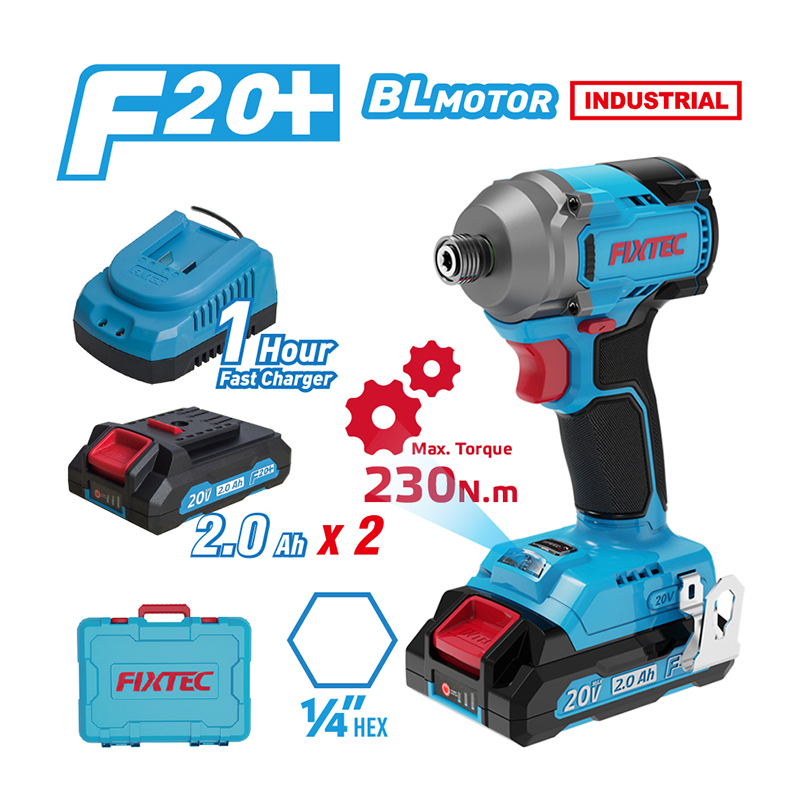 Fixtec Power Tools 20V 1/4" Cordless Impact Wrench Power Brushless Electric Impact Driver for Car
