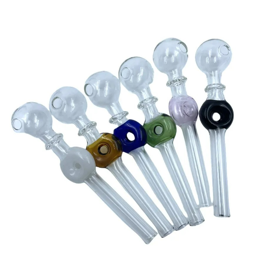 12.3cm Colorful Pyrex Oil Burner Pipe Glass Smoking Pipe with Glass Bulb Smoking Pipe