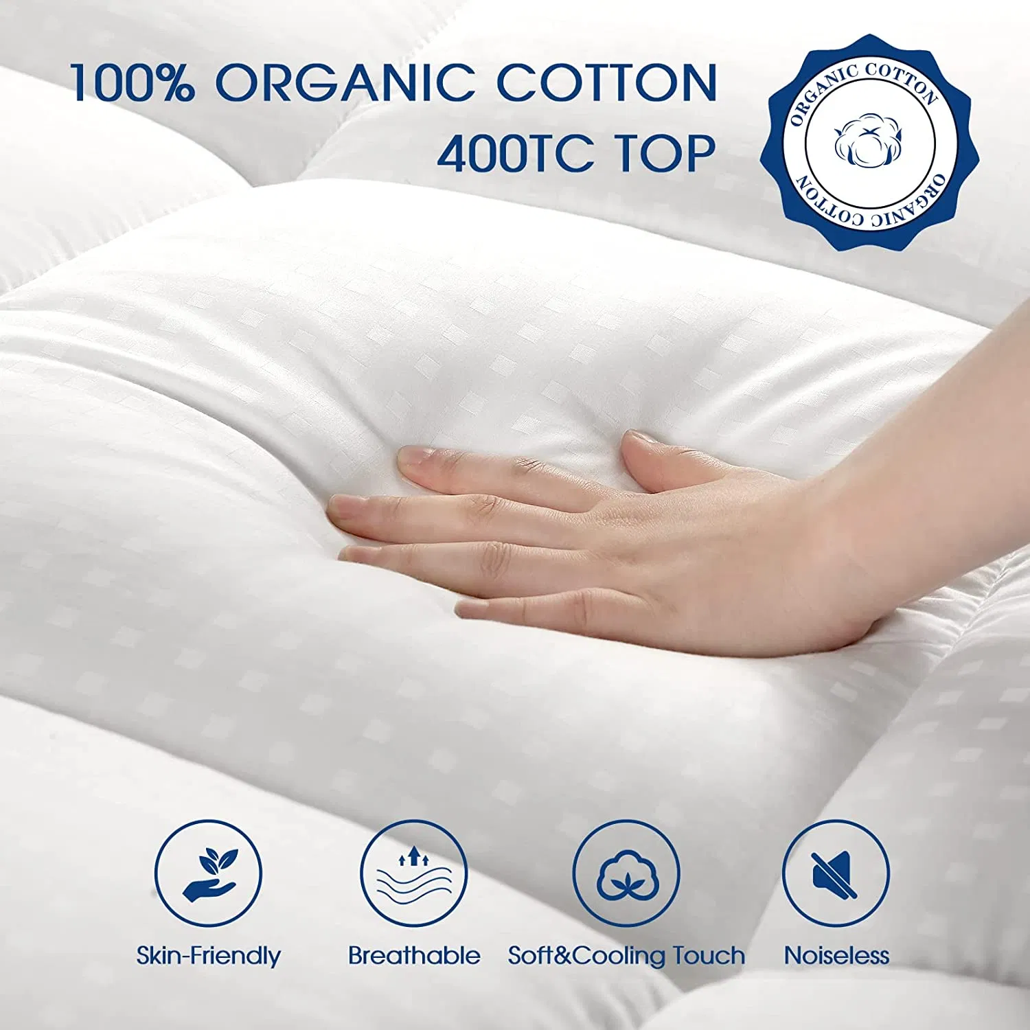 100% Cotton Fiber Waterproof Bed Mattress Bedspread Bed Cover Mattress Down Goose Duck Mattress Topper