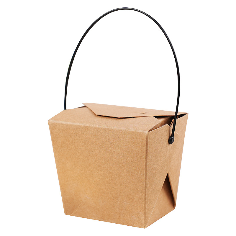 32oz Hand-Held Food Packing Boxes Oil-Proof Disposable Paper Noodles Box Take out