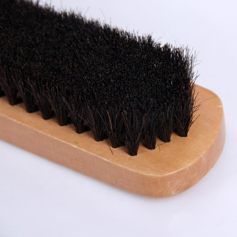 Soft Horsehair Bristle Shoe and Coat Cleaning Brush Wooden Dust Removing Tool
