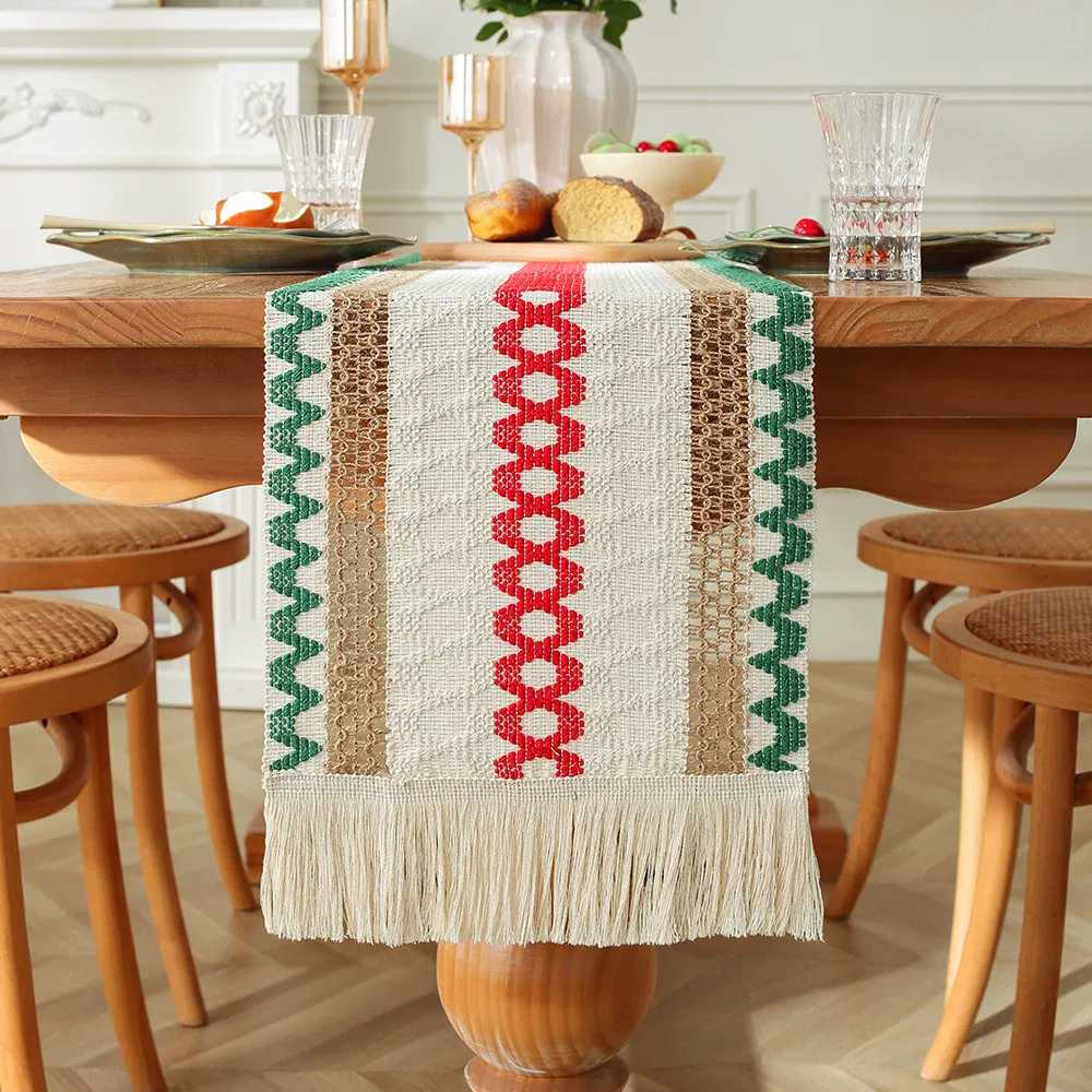 Promotion Gift Woven Embroidered Placemat Christmas Jute Fabric Mat Table Cloth
