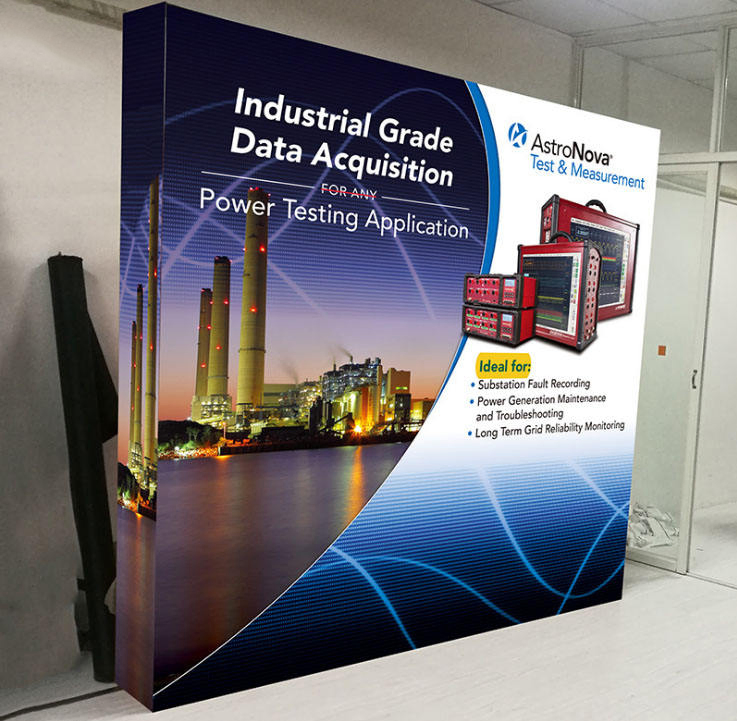 10FT Portable Fabric Trade Show Custom Pop up Backdrop Banner Fabric Display Stand Exhibit Advertising Display Wall White Weddings LED Light Backdrop