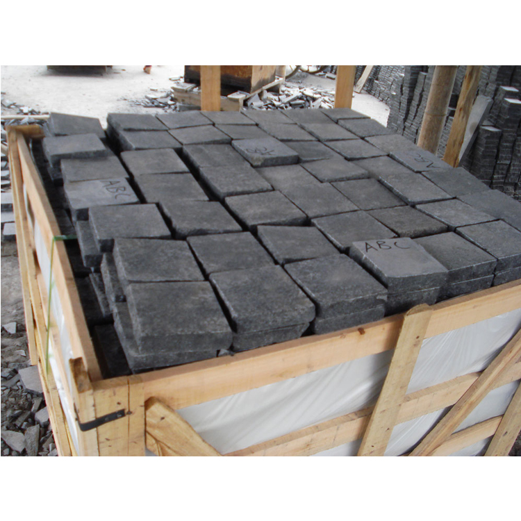 Split Flamed Granite Cobblestone Paving Bluestone Pearl Black Basalt Stone Price