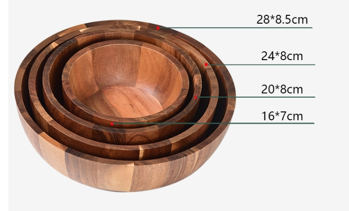 Acacia Wood Salad Bowl Handicraft Serving Bowl for Fruits and Salads
