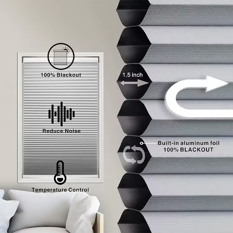 Non-Woven 100% Blackout Honeycomb Curtain Folding Window Shutter Blinds Honeycomb Blinds Aluminum Slidng Door