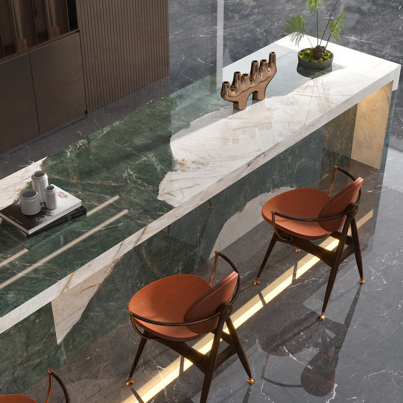 Luxurious 9mm Glossy Sintered Stone Marble Slab for Upscale Interiors