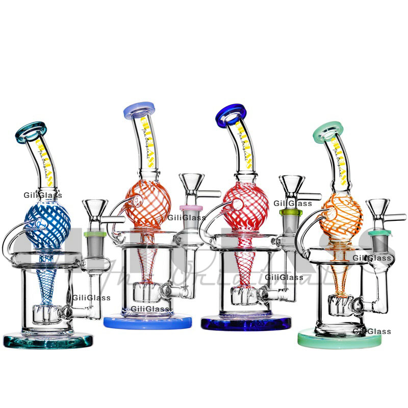 Gili-347 Giliglass 9 Inches New Design American Colors Smoking Glass Water Pipe DAB Rig Glass Recycler