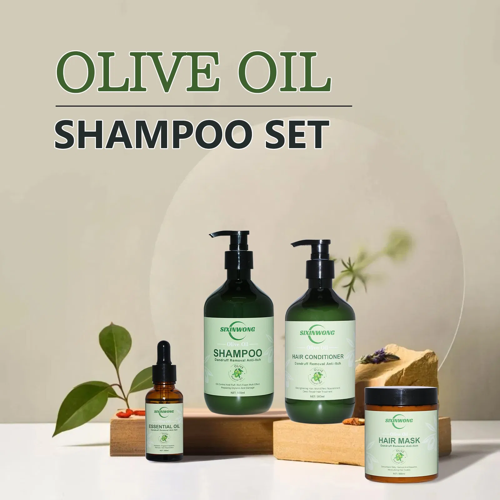 Beauty Cosmetics Olive Oil Prevent Bifurcation Hair Conditioner Hair Growth Shampoo Set