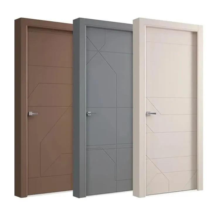 Bedroom Solid Wood Plastic WPC Door Panel Bathroom Interior Indoor Modern Door for Apartment Hotel