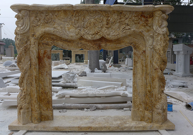 New Special Grey Wood Marble Fireplace Mantels & Surrounds