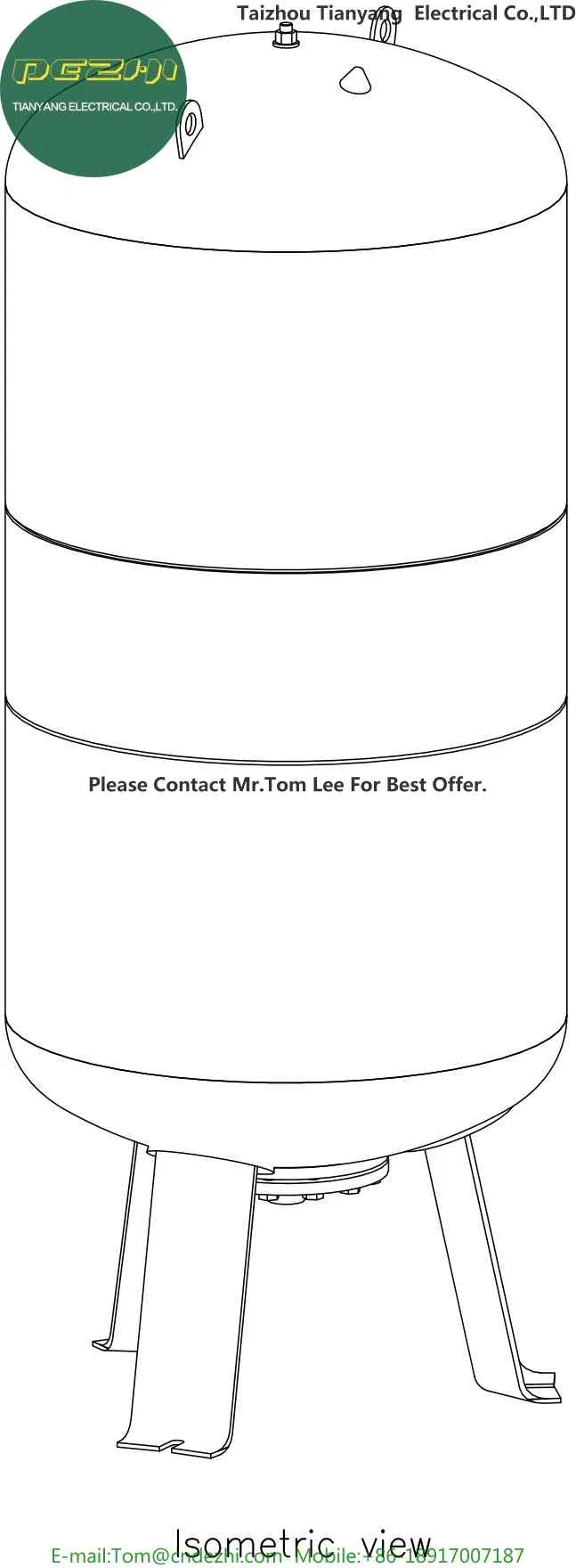 Wras Approved 600 Liter Capacity Bladder Expansion Vessel for Mains Drinking Water Supply Systems