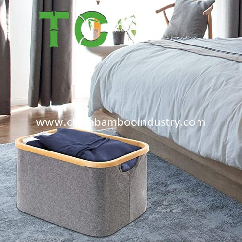 Wholesale Bamboo Laundry Hamper Basket with Handle Collapsible Clothes Storage Bag Bamboo Laundry Basket Collapsible Cloth Hamper