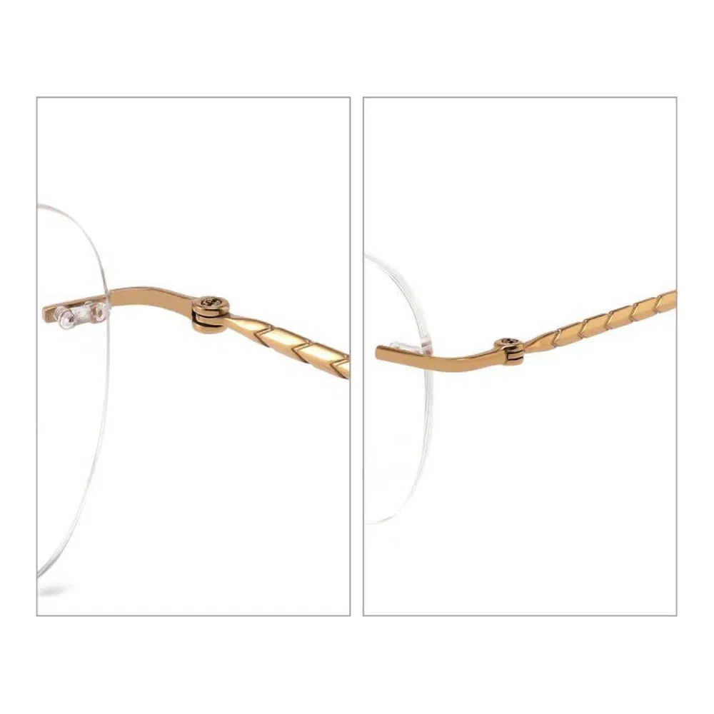 Tc-010 Elegant Rimless Optical Frames Minimalist Gold Titanium Glasses
