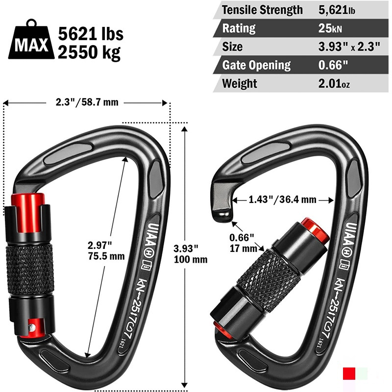25kN Aviation Aluminum Alloy D-Shaped Mountaineering Carabiner Outdoor Mountaineering Automatic Buckle Rock Climbing Quick Hanging Hand Lock