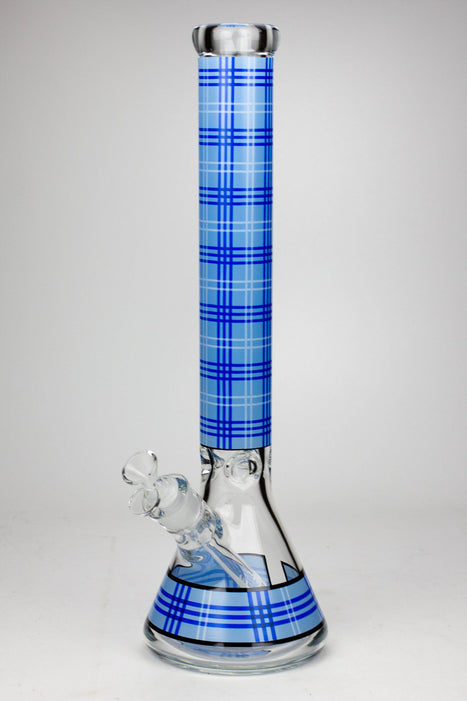 17.5" Check Pattern 9mm Glass Beaker Shisha Oil Burner Pipe Hookah