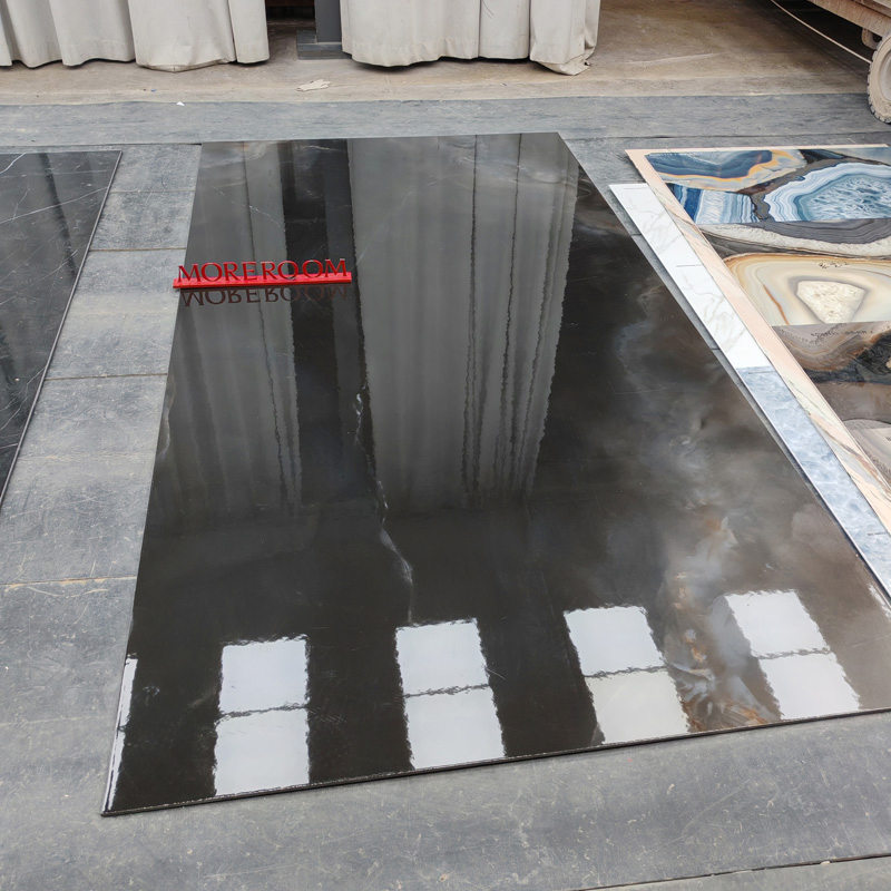 Porcelain Slab Onxy Black Marble Tiles for Kitchen Island Tops Worktop Surfaces